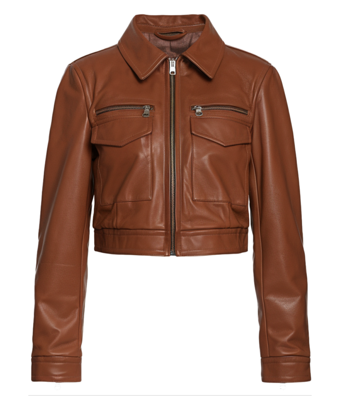 Women's Cropped Brown Leather Jacket