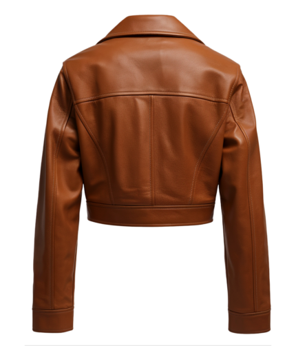 Women's Cropped Brown Leather Jacket