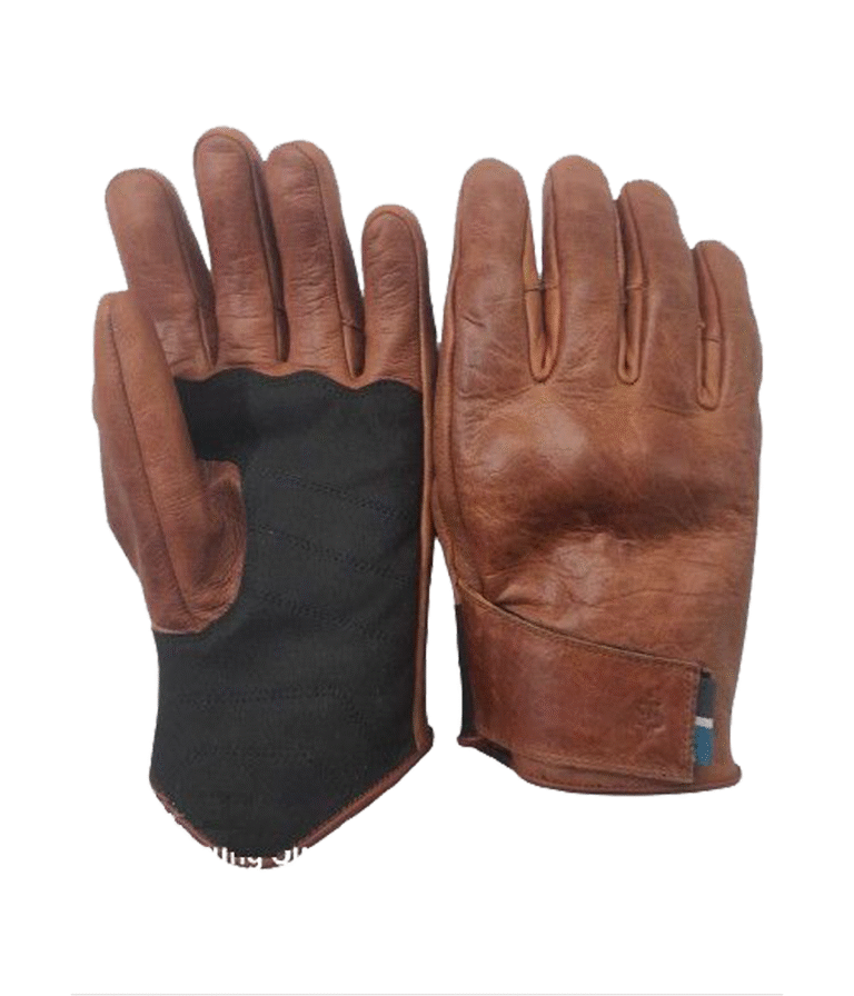 Man Black and Brown Leather Gloves