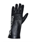 Man Black With White Patch Leather Gloves