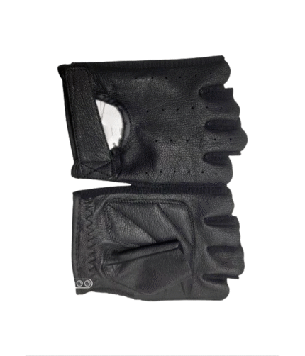 Man Black Leather Figure Less Gloves