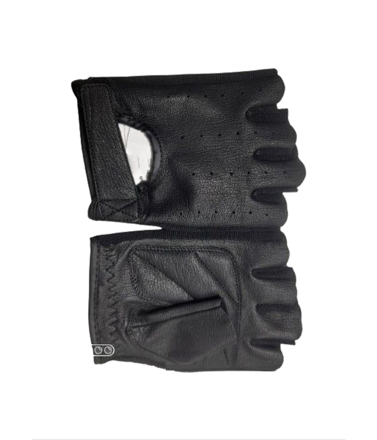 Man Black Leather Figure Less Gloves