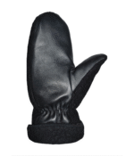 Man Black Leather With Wool Gloves