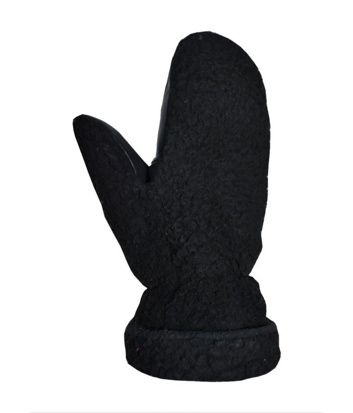 Man Black Leather With Wool Gloves