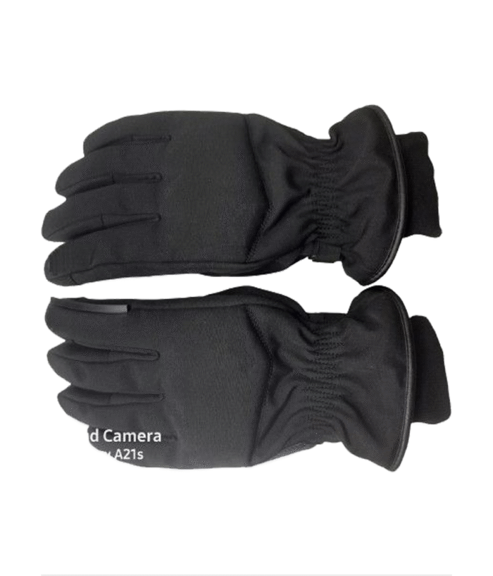 Man Black Leather Winter Gloves