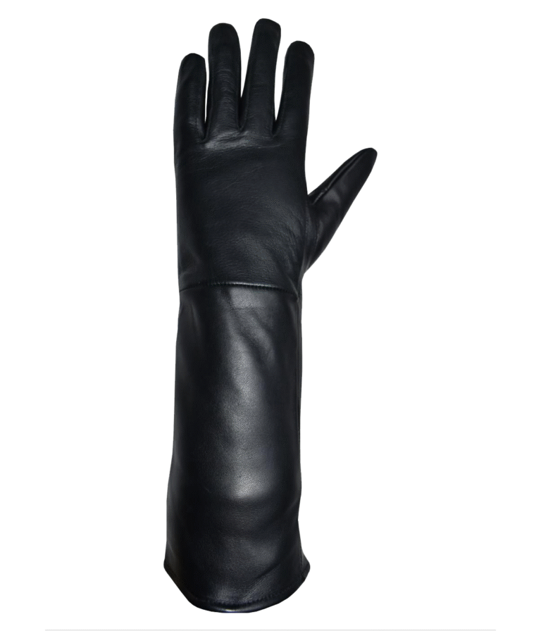 Shinny Black Mans Long Leather Gloves