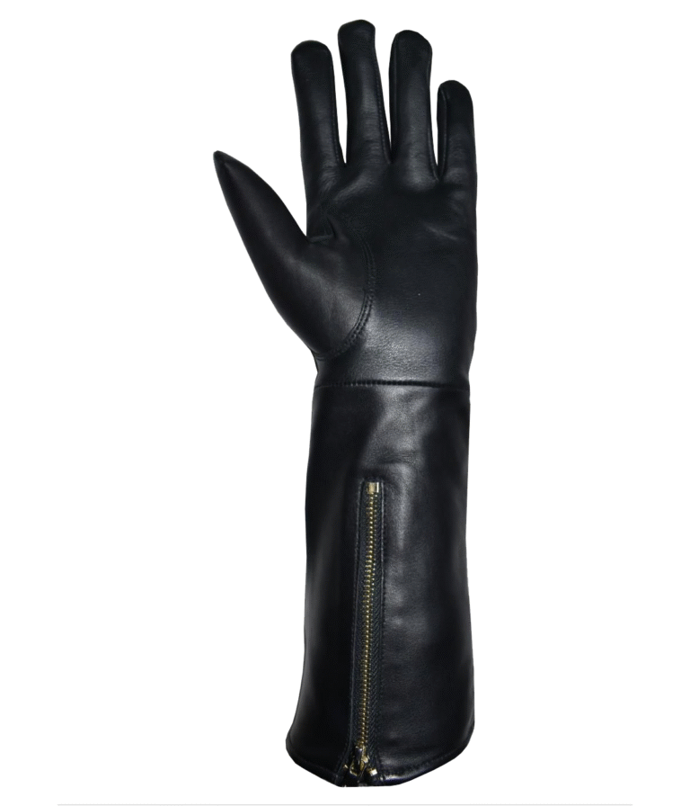 Shinny Black Mans Long Leather Gloves