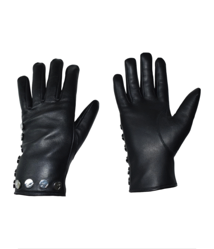Black Plain Mens Leather Gloves